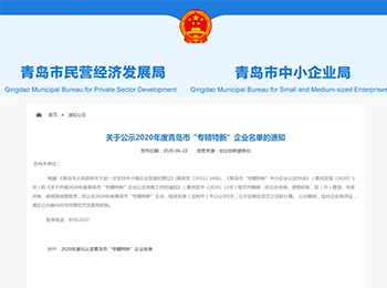 喜报 | 菲优特检测荣获青岛市“专精特新”示范企业荣誉称号!